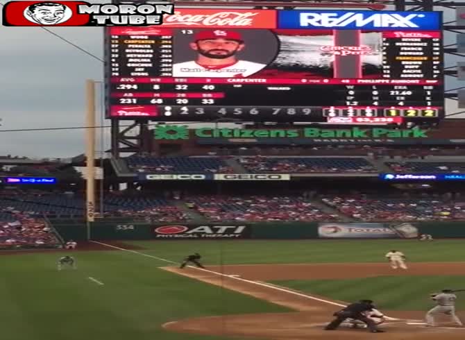 Video :A squirrel strikes the incrust as a baseball game is in progress